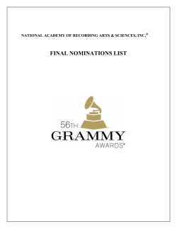 FINAL NOMINATIONS LIST NATIONAL ACADEMY OF RECORDING ARTS &amp; SCIENCES, INC.  ®