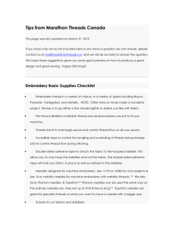 Tips from Marathon Threads Canada , 2013