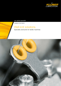 Well-knit solutions. Speciality lubricants for textile machines Detailed information your global specialist