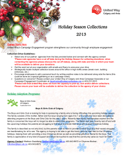 Holiday Season Collections 2013 Change Starts Here Collection Drive Guidelines: