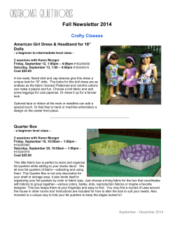 Oklahoma Quiltworks Fall Newsletter 2014  Crafty Classes