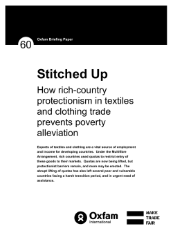 Stitched Up 60 How rich-country protectionism in textiles