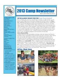 2013 Camp Newsletter Toon Town Carnival! WE’RE ALMOST READY FOR THE
