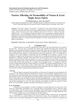 Factors Affecting Air Permeability of Viscose &amp; Excel Single Jersey Fabric  S.S.Bhattacharya