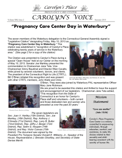CAROLYN’S  VOICE “Pregnancy Care Center Day in Waterbury” Carolyn’s Place
