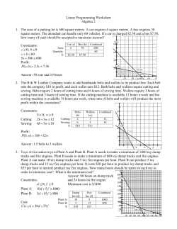 Linear Programming Worksheet Algebra 2