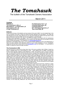 The Tomahawk  The bulletin of the Tomahawk Owners Association March 2011