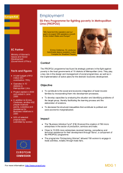 Employment EuropeAid EU-Peru Programme for fighting poverty in Metropolitan Lima (PROPOLI) 