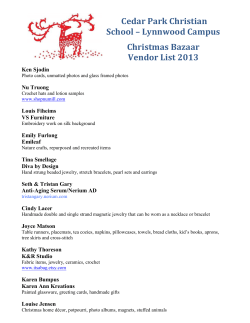 Cedar Park Christian School – Lynnwood Campus Christmas Bazaar Vendor List 2013