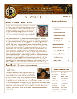Newsletter Inside this issue: Mike’s Corner - Mike Chock