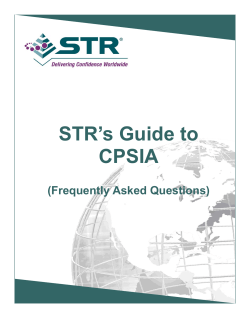 STR’s Guide to CPSIA  (Frequently Asked Questions)