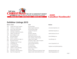 CHRISTMAS Canadian Handmade! Fall Into Exhibitor Listings 2013