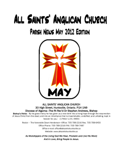 ALL SAINTS’ ANGLICAN CHURCH 30 High Street, Huntsville, Ontario. P1H 1N9