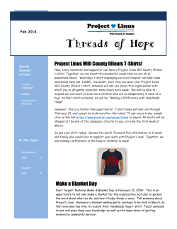 Threads of Hope  Project Linus Will County Illinois T-Shirts! Feb 2014