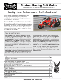 Custom Racing Suit Guide Quality... from Professionals... for Professionals!