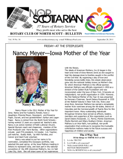 Nancy Meyer—Iowa Mother of the Year  37 Years of Rotary Service