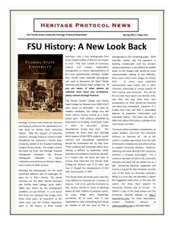 FSU History: A New Look Back Spring 2012 / Page One