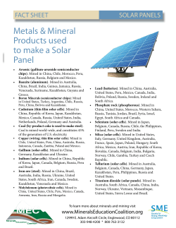 Metals &amp; Mineral Products used to make a Solar Panel