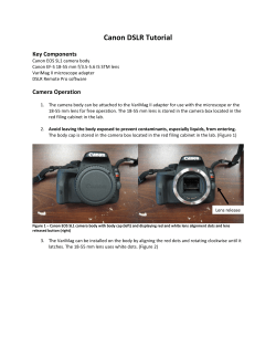 Canon DSLR Tutorial    Key Components 