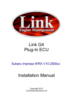 Link G4 Plug-In ECU Installation Manual Subaru Impreza WRX V10 2500cc