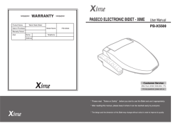 PASECO ELECTRONIC BIDET - XIME PB-X5500 4224-0048-00 Rev.00