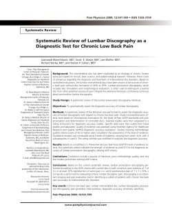 Systematic Review of Lumbar Discography as a Systematic Review