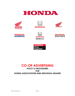 CO-OP ADVERTISING POLICY &amp; PROCEDURES FOR HONDA ASSOCIATIONS AND INDIVIDUAL DEALERS
