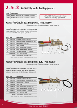 2.5.2 KaMOS® Hydraulic Test Equipments KaMOS® Hydraulic Test Equipment, Type 200800
