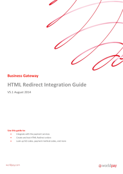 HTML Redirect Integration Guide  Business Gateway V5.1 August 2014