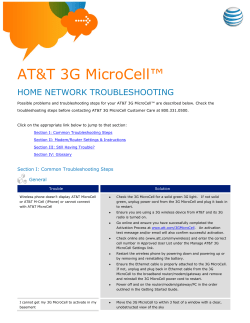 AT&amp;T 3G MicroCell™ HOME NETWORK TROUBLESHOOTING