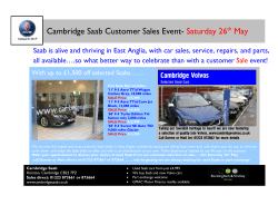 Cambridge Saab Customer Sales Event-  Saturday 26 May