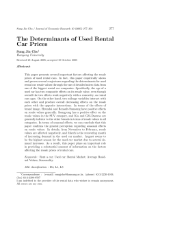 The Determinants of Used Rental Car Prices 277 Sung Jin Cho