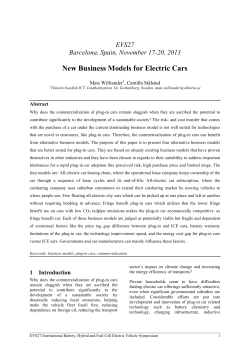 New Business Models for Electric Cars EVS27 Barcelona, Spain, November 17-20, 2013