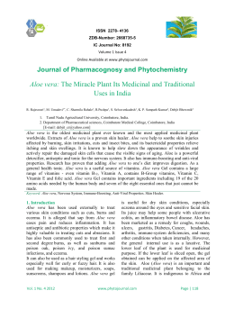 Aloe vera: Uses in India Journal of Pharmacognosy and Phytochemistry  
