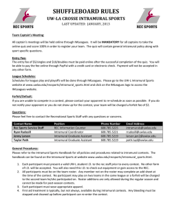 SHUFFLEBOARD RULES  UW-LA CROSSE INTRAMURAL SPORTS LAST UPDATED:  JANUARY, 2013