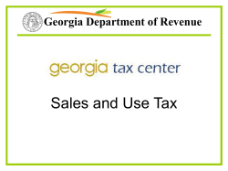 Sales and Use Tax Georgia Department of Revenue
