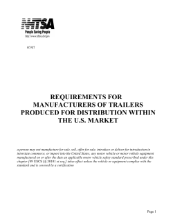 REQUIREMENTS FOR MANUFACTURERS OF TRAILERS PRODUCED FOR DISTRIBUTION WITHIN