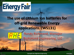 The use of Lithium Ion batteries for off-grid Renewable Energy applications. (WS131)