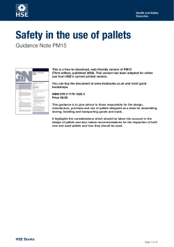 Safety in the use of pallets Guidance	Note	PM15