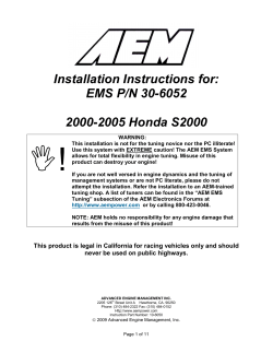 ! Installation Instructions for: EMS P/N 30-6052