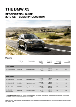 THE BMW X5 SPECIFICATION GUIDE 2012  SEPTEMBER PRODUCTION