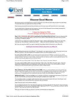 Discover Excel Macros Page 1 of 6 Excel Macros free tutorial