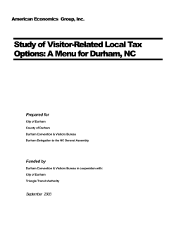 Study of Visitor-Related Local Tax Options: A Menu for Durham, NC