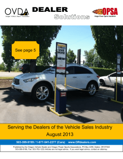 Serving the Dealers of the Vehicle Sales Industry August 2013