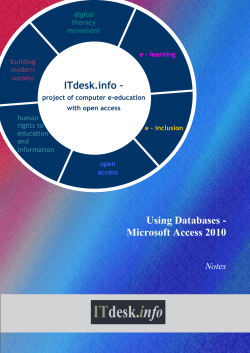 Using Databases - Microsoft Access 2010  ITdesk.info –