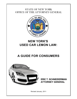 NEW YORK'S USED CAR LEMON LAW: A GUIDE FOR CONSUMERS