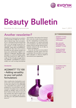 Beauty Bulletin Another newsletter? Newsletter for silica in personal care