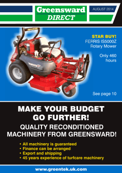 MAKE YOUR BUDGET GO FURTHER! QUALITY RECONDITIONED MACHINERY FROM GREENSWARD!