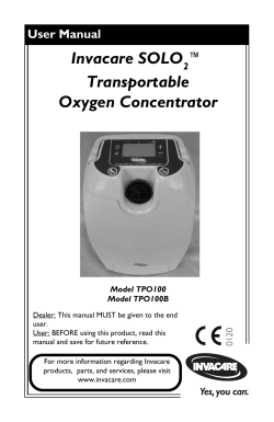 Invacare SOLO ™ Transportable Oxygen Concentrator