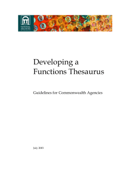 Developing a Functions Thesaurus Guidelines for Commonwealth Agencies July 2003
